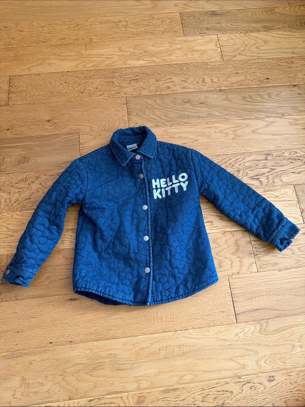 5/6T - Hello Kitty - Denim-Style Quilted Blue Jacket